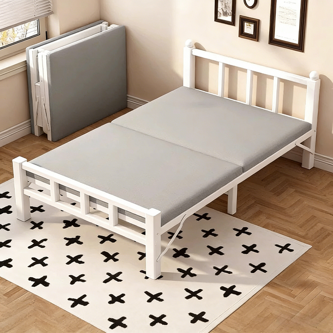 무설치 접이식 침대 휴대용 1인용 접이식 싱글침대, White
