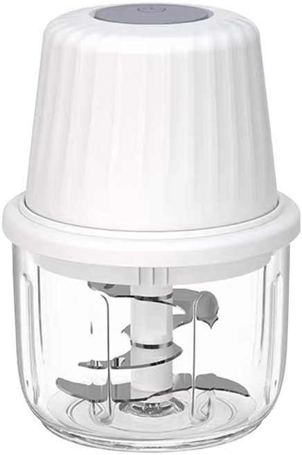 電動蒜泥機 300ml 玻璃杯款 六葉不鏽鋼刀頭 Type-C充電, 白色, 1個