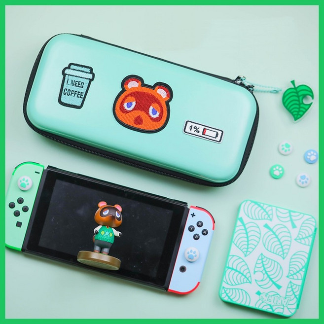 동물의숲 닌텐도 스위치 파우치, 1개, 너굴 민트