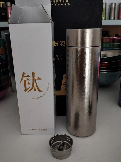 純鈦保溫杯 500ml 帶茶漏, 商品主圖, 1個