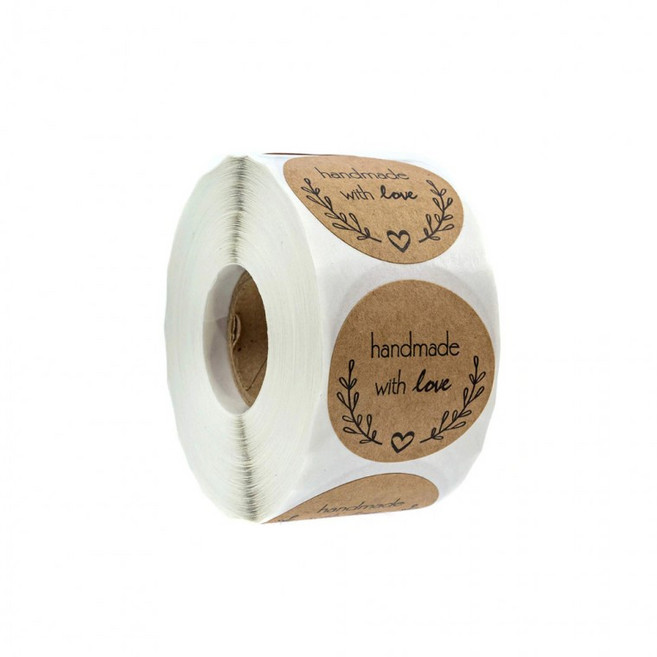 핸드메이드 미니 하트 원형 스티커 500매, 1세트, 크라프트지(S801) 500매