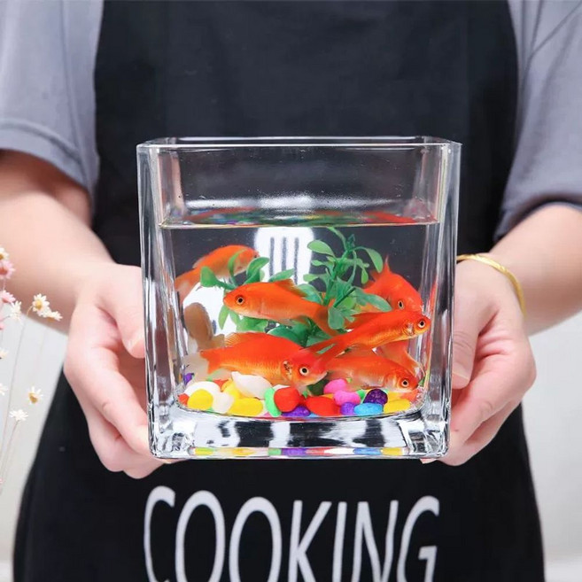 유리 둥근 어항 미니 초소형 수초 어항, G. 1개의 정사각형 유리 세면대 직경 10c