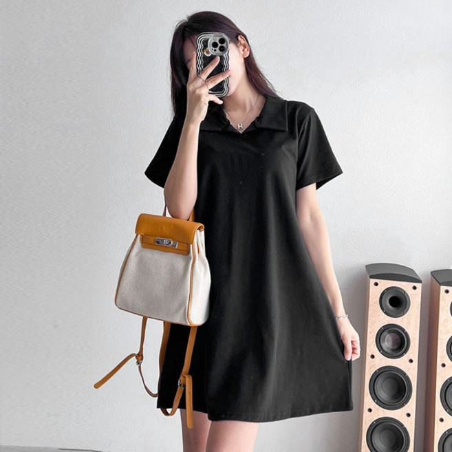 마이쏭 하프원피스 반팔원피스 미디엄길이 피케이 빅사이즈 케인카라넥원피스