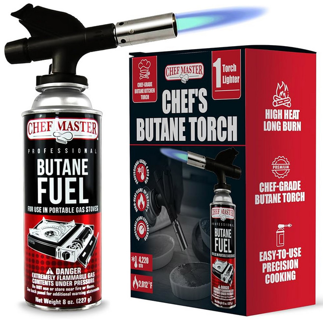 셰프 토치 키친 쿠킹 리필 가능한 부탄 토치 라이터 시어링 스테이크 크림 브륄레 디저트 바비큐 베이킹 마스터 90014(부탄 제외)의 크래프트를 위한 조절 불꽃 포함, Torch Only