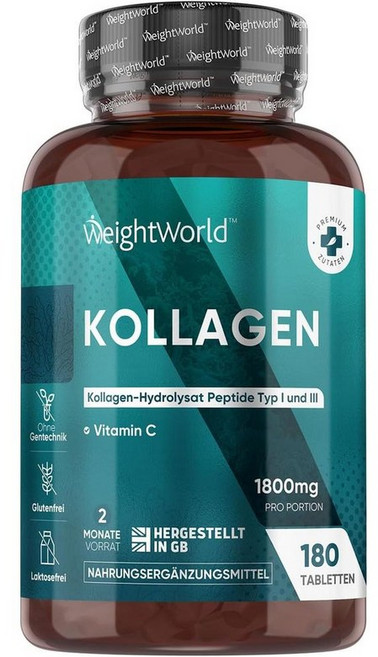 독일 웨이트월드 WeightWorld Collagen Tablets 콜라겐 with 비타민C 1800 mg, 6개, 180정