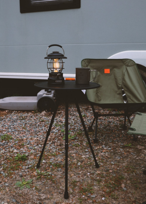 캠프맨 캠핑 원형 사이드 테이블 보조 경량 테이블, 카키