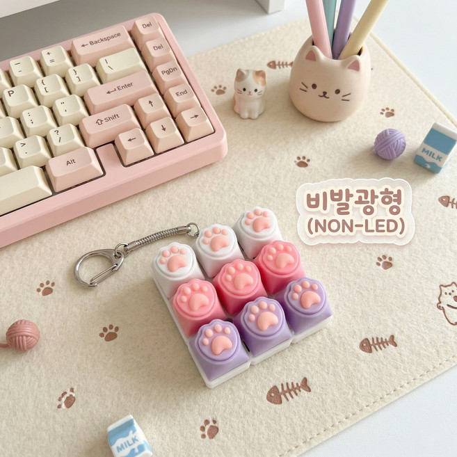 브로키 키캡 키링 귀여운 고양이, 1개, 9구_고양이화핑퍼