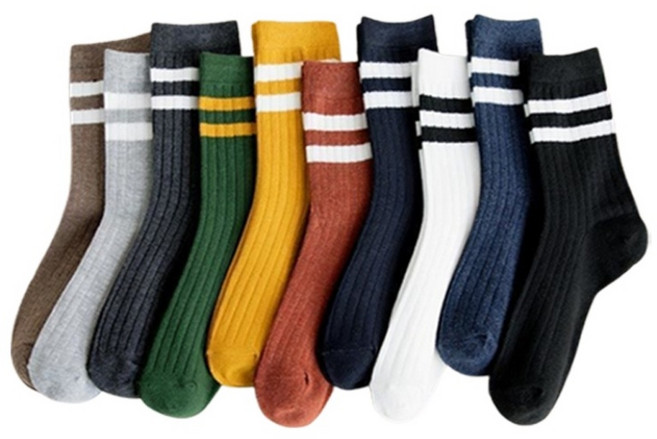 레인보우 컬러 패션 골지양말 10켤레 세트