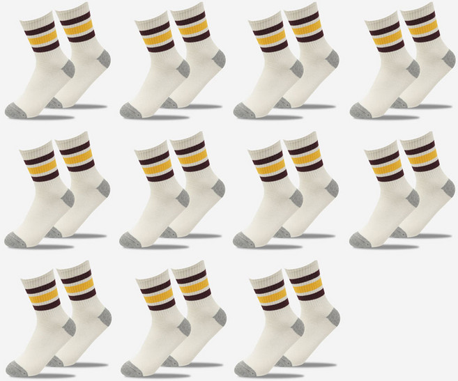 미하이삭스 삼선 스트릿 패션 중목양말 10켤레 세트