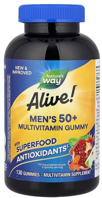네이처스웨이 종합비타민 50세이상 남성용 Alive! 과일 구미젤리 130개, Nature's Way, Alive! 50세 이상 남성, 1개 - 쿠팡