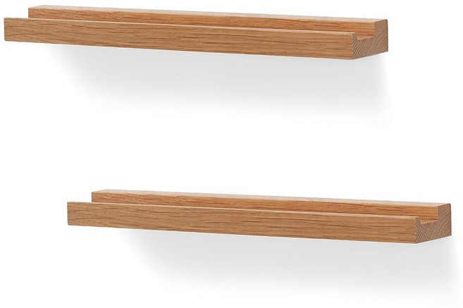 NIUBEST 비닐 Record Wall Mount 2 Pack-비닐 Shelves Album Display 홀더 for LP CD Book Art Storage 빈티지 H, 나무 색상_182244