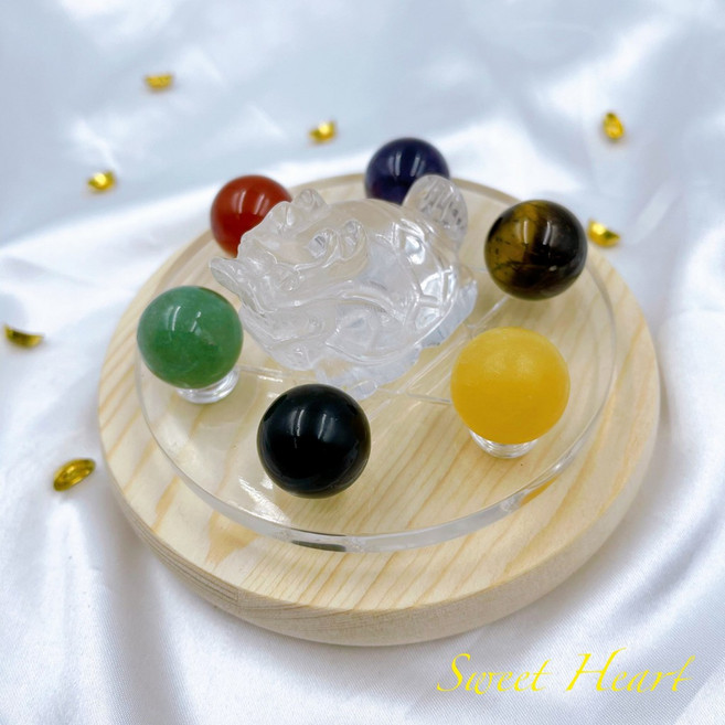 Sweet Heart 田芯 白水晶龍龜七星陣 手工巧雕 五行聚財開運擺件