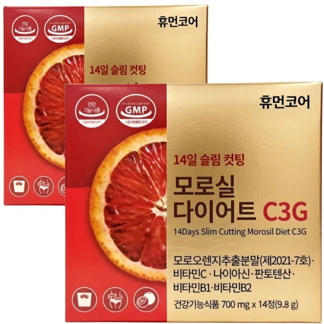빨간통 모로실 다이어트 레드톡스 식약청인증 버닝컷 모로오렌지 C3G 나이트번, 2박스, 14정 - 쿠팡