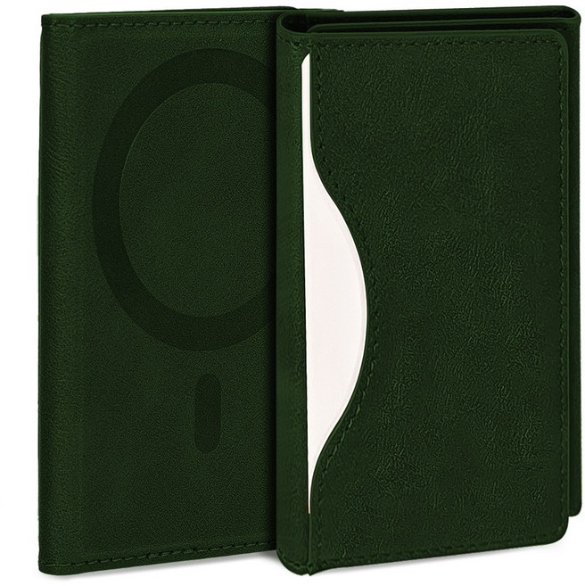 더조은셀러 맥세이프 어반레이어 3단 접이식 가죽 카드 6장 수납 지갑 월렛 거치 스탠드, 1개, 쉐이드그린