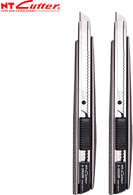 NT커터 커터칼 컷터칼 작업용 알루미늄 다목적 재단칼 9mm, A-300GRP, 2개