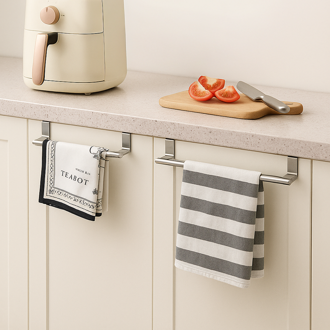 에이든 스텐 무타공 싱크대 행주걸이 2p, 1세트, 실버