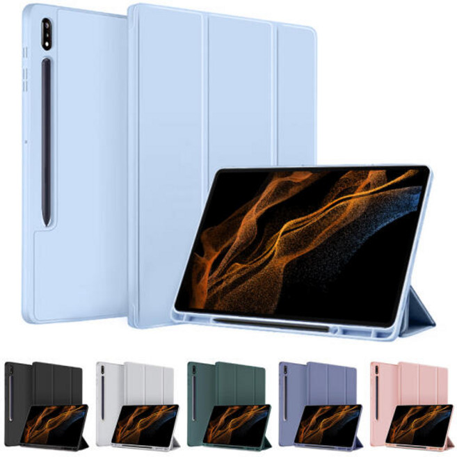 아트박스/뷰씨 갤럭시탭 S8울트라 S펜수납 베이직 북커버 케이스, 베이직-그레이