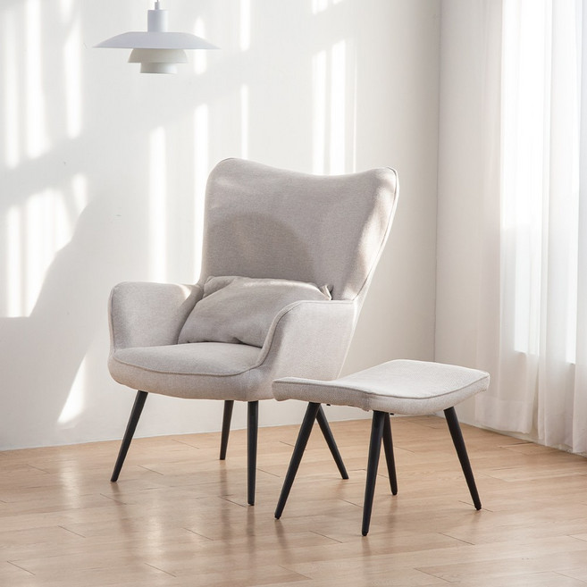 아르덴 스툴포함 1인 수면 독서 암체어 무중력 수유 안락 의자, 베이지, 1개