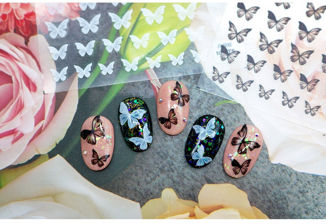 코코네일 나비 스티커 2종, 화이트, 1개