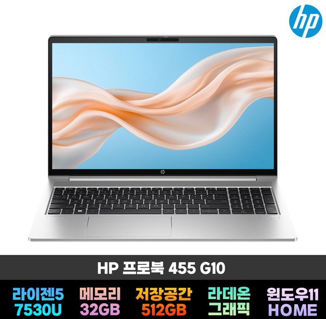 HP 프로북 455 G10 B6SJ6AT + [무선 마우스&패드 증정], 실버, 512GB, 32GB, WIN11 Home