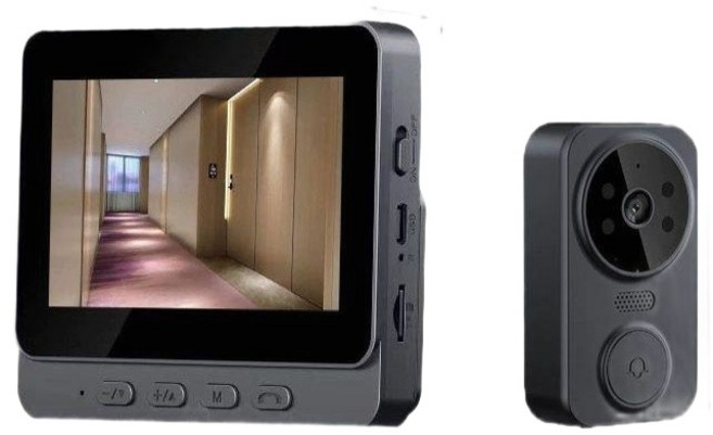 화상 인터폰 무선 영상 음성 모니터링 현관 통화 비디오 도어벨, M8 블랙 디스플레이없음