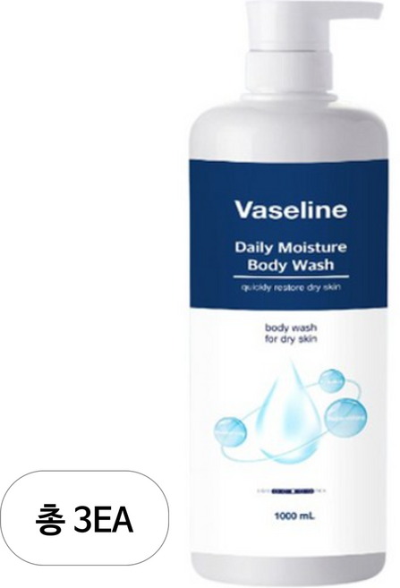 바세린 데일리 모이스처 바디워시, 1L, 3개