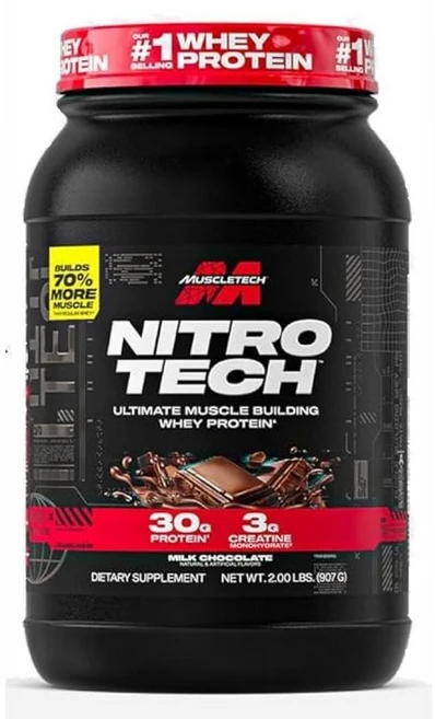 MuscleTech Nitro-Tech Whey Protein & Peptides Chocolate 머슬테크 니트로 테크 밀크 초콜릿 분리유청단백질 907g - 쿠팡
