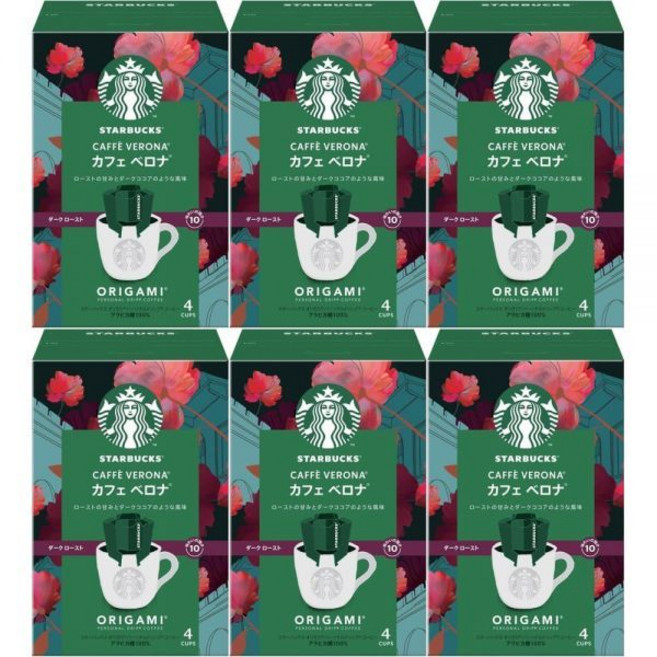 스타벅스 커피 오리가미 퍼스널 드립 카페 베로나 1박스4개입x6개 세트, 코코아