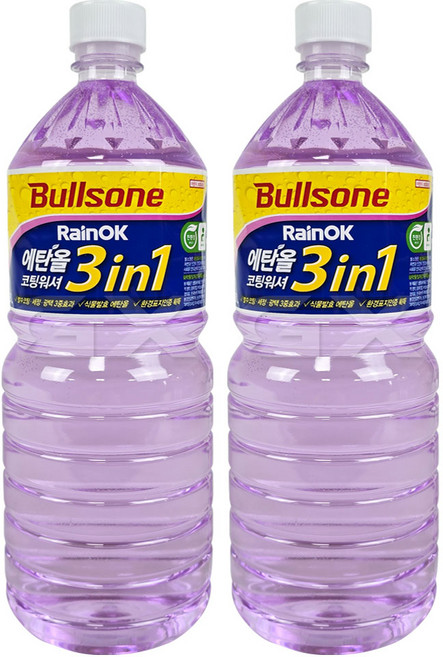 불스원 Rain OK 에탄올 3in1 발수코팅 워셔액, 1.8L, 2개