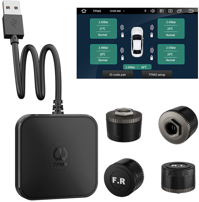 타이어 압력 모니터링 시스템 자동차 TPMS 센서 USB 리시버 디스플레이 안드로이드 플레이어 자동차 액세서리 0-8Bar 0-116psi, 3)Only tire tester, 3.Only tire tester