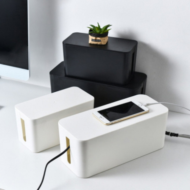 스윗브릿지 멀티탭 정리함 콘센트 전선 정리 박스 케이블 수납 케이스 3size, 블랙중형, 1개