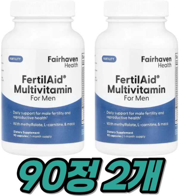 Fairhaven Health 페어헤이븐 헬스 남성용 퍼틸에이드 FertilAid, 90정, 2개 - 쿠팡