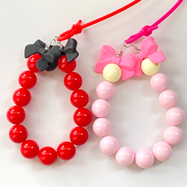 더림 더블리본 골프티걸이 실리콘줄 티꼿이 골프용품, 1세트, 레드+핑크