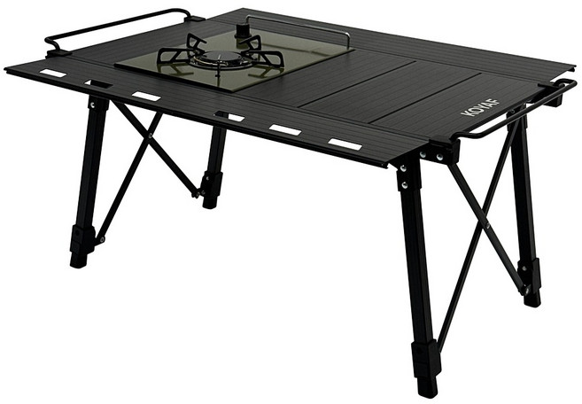 코야프 익스앱트 IGT테이블 원버너 플레이트 버너 캠핑테이블 세트, 블랙