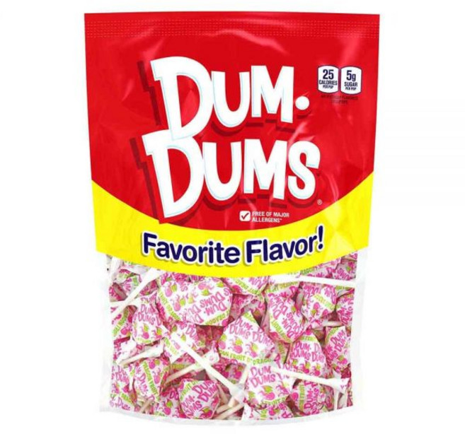 Dum Dums 낱개 포장 캔디 사탕 덤덤스 블루 라즈베리 롤리팝 개별 포장된 롤리팝이 들어있는 대용량 가방 단일 맛 고급 50개입, 드래곤 프루트, 1개
