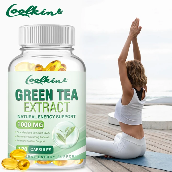 녹차 추출물 1000mg - 폴리페놀 98% 카테킨 75% EGCG 45% - 체중 감량, 2개, 120정 - 쿠팡