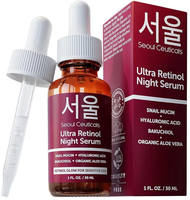 서울서티컬즈 울트라 레티놀 나이트 세럼 SeoulCeuticals 1% Korean Retinol Night Serum for Face, 1개, 30ml - 쿠팡
