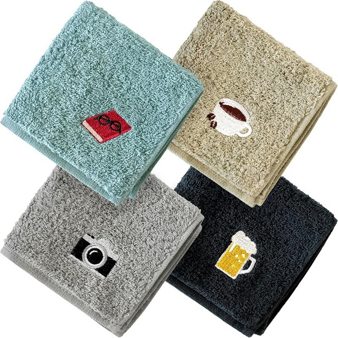 블룸 이마리산 자수 손수건 4매 세트 포시 20×20cm 면 100% 일본 제조 개별 포장 이마리 가방 포장 소형 선물 선물 배포용 기프트 레ディース·맨즈 (바라에티 B)