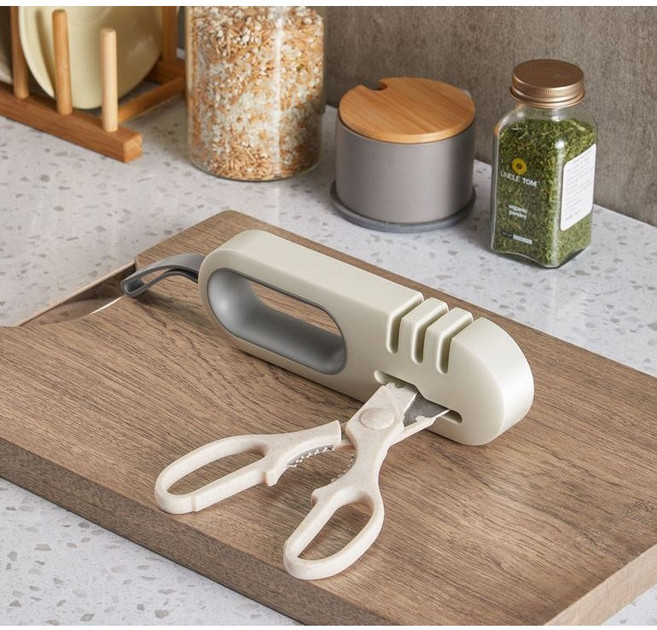 리틀띵즈 칼갈이 가위갈이 라운드 샤프너 주방 칼가위갈이, 회색, 1개