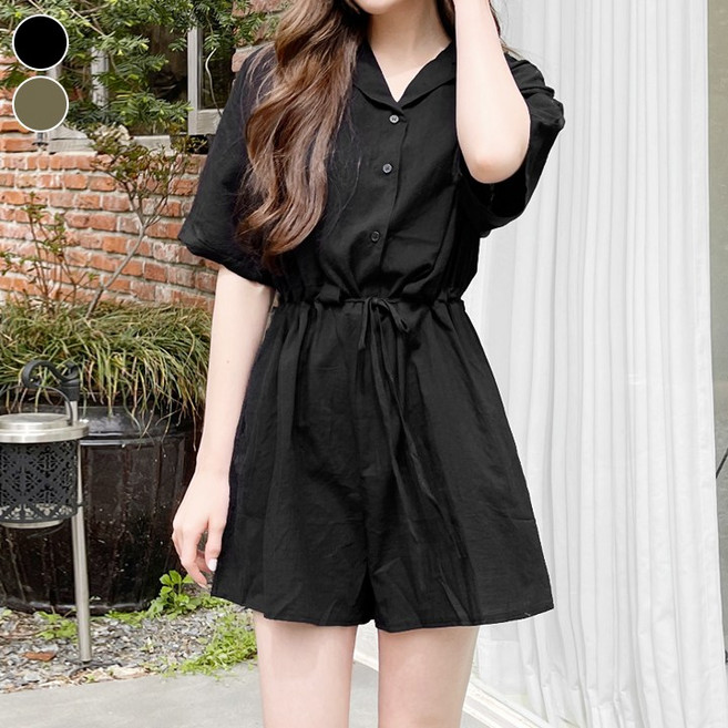 가비진 여성용 시원 썸머 린넨 반바지 점프수트 원피스 점프슈트