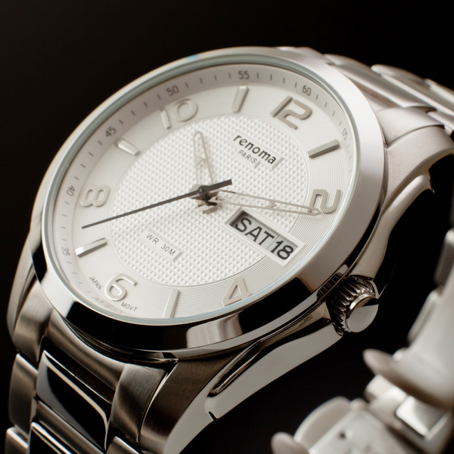 renoma 레노마 날짜표시 엠보 남성 메탈시계 RE260MWH