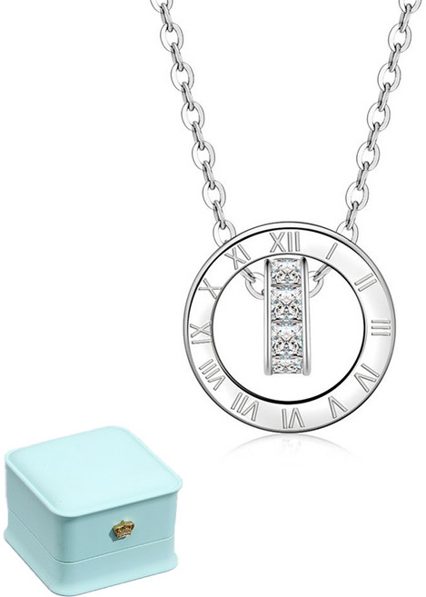 르떼르넬 JSNC013 Silver 로마숫자 턴테이블 더블 서클 여자 실버 목걸이 은목걸이