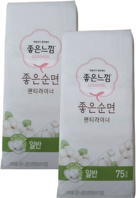 좋은느낌 좋은순면 팬티라이너 일반 75매, 2개