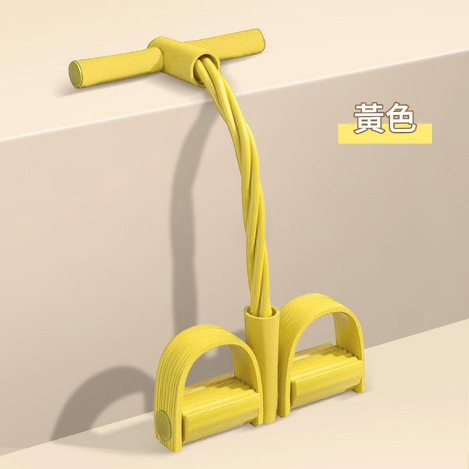 4管腳蹬拉力器 居家健身器材 核心舒展輔助, 4管腳蹬拉力器 - 黃色, 1個
