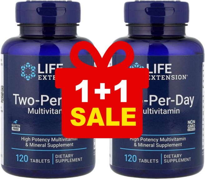 [1+1] 라이프익스텐션 투 퍼 데이 종합비타민 V2 타블릿 120정 하이포텐시 / 해외직구 미국정품, 2개