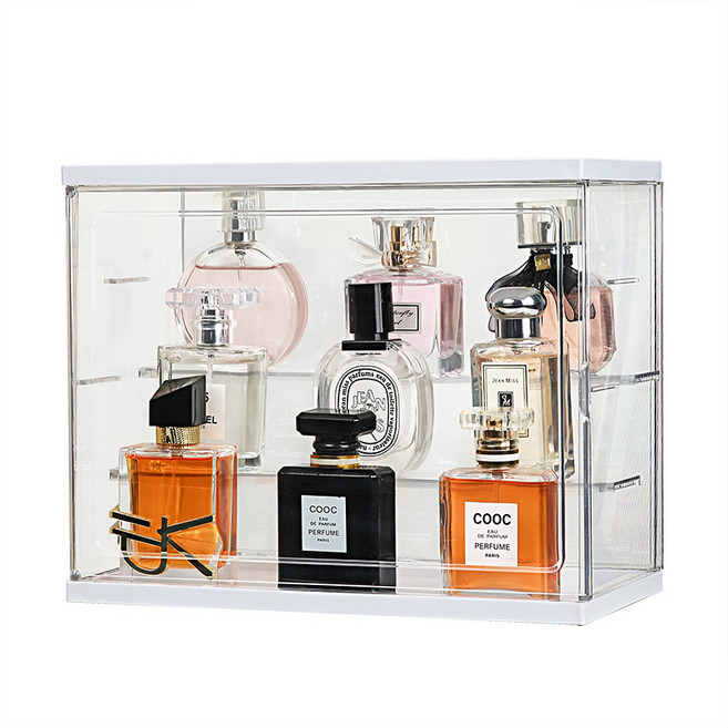 JINGHENG 향수 수납 박스 테이블 화장대 정리함 아크릴 화장품 소품 선반 미니어처, 투명 아크릴 3단개