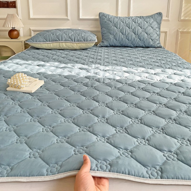 모다까사 사계절 알러지케어 누빔 침대패드 고정밴드, 블루