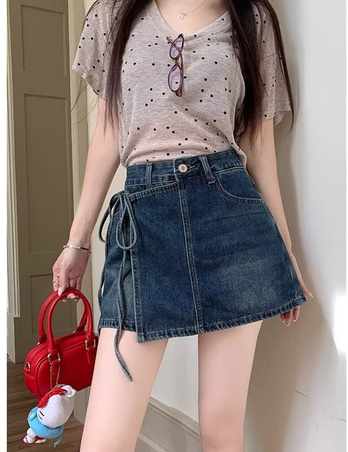 DIU 不規則牛仔裙A字裙短裙高腰半身裙女夏新款包臀裙半裙褲裙潮