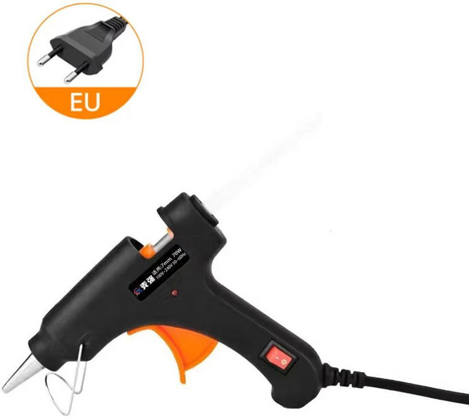 핫멜트 글루건 투명 글루스틱 미니건 전기 열 온도 건 수리 도구, black, EU, 70W, 1개