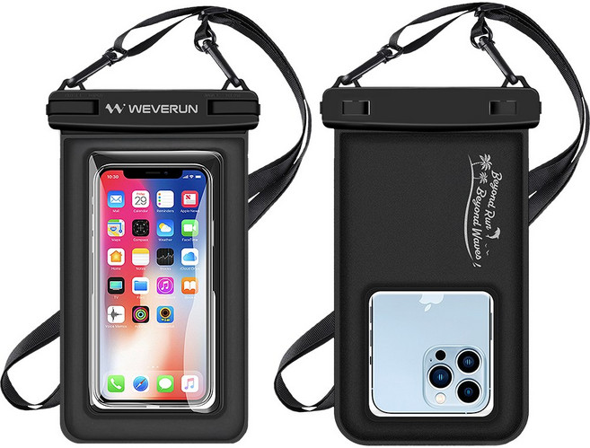 위베런 에어쿠션 핸드폰 방수팩 갤럭시 아이폰 물놀이, 1개, 매트블랙
